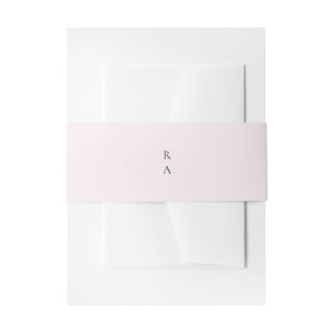 Simple Plain Pale Blush Solid Background Monogram Invitation Belly Band