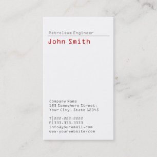 Simple Plain Petroleum Engineer Business Card