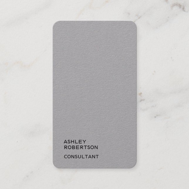 Simple Plain Premium Grey Trendy Modern Minimalist Business Card (Front)
