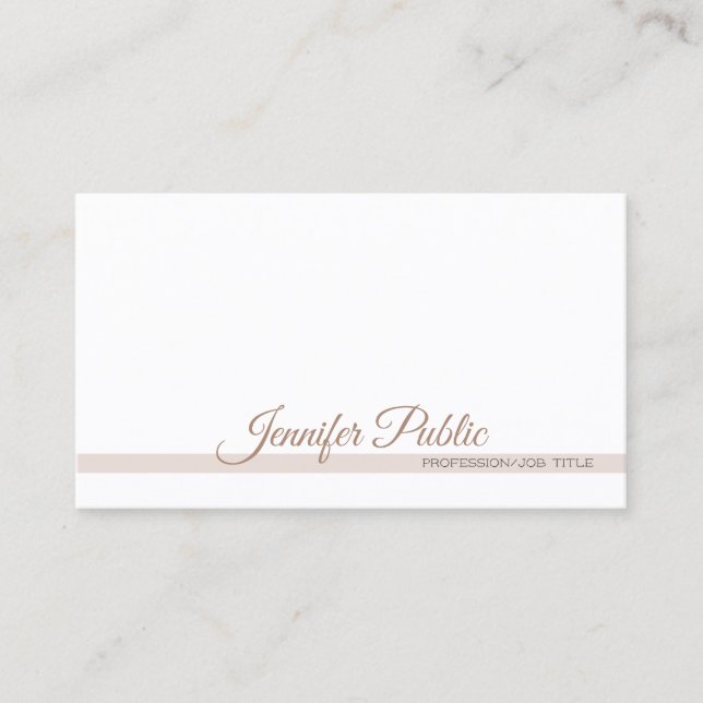 Simple Plain Professional Modern Elegant White Business Card (Front)