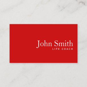 Simple Plain Red Life Coach Business Card
