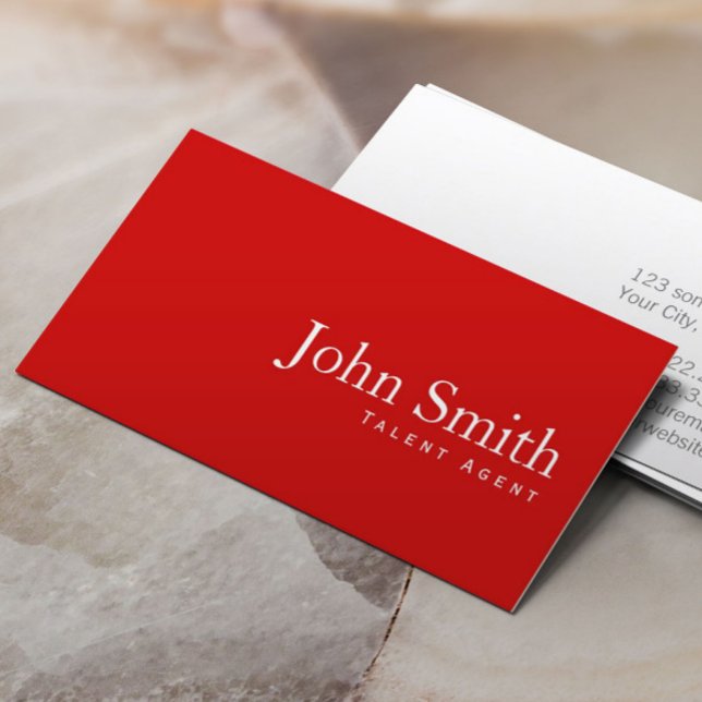 Simple Plain Red Talent Agent Business Card (Creator Uploaded)