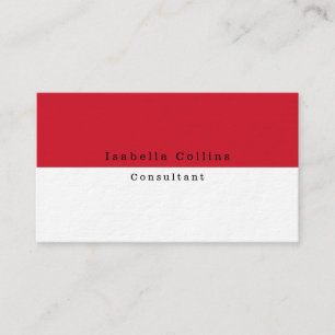 Simple Plain Red White Minimalist Creative Modern Business Card