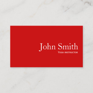 Simple Plain Red Yoga instructor Business Card