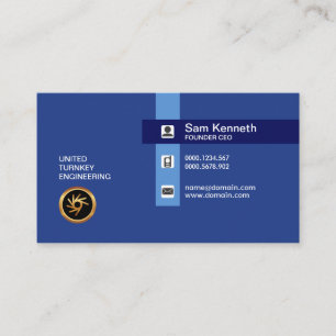 Simple Plain Retro Blue Shades Founder CEO Business Card
