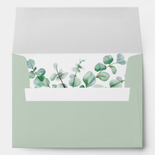 Simple Plain Sage Green Floral Eucalyptus Envelope
