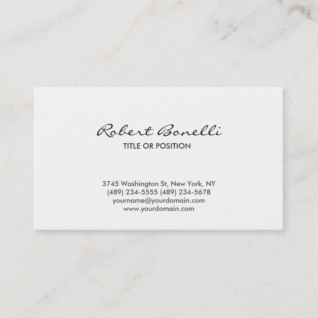 Simple Plain Script Calligraphy Business Card (Front)