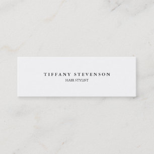 Simple Plain Slim Professional White Hair Stylist Mini Business Card