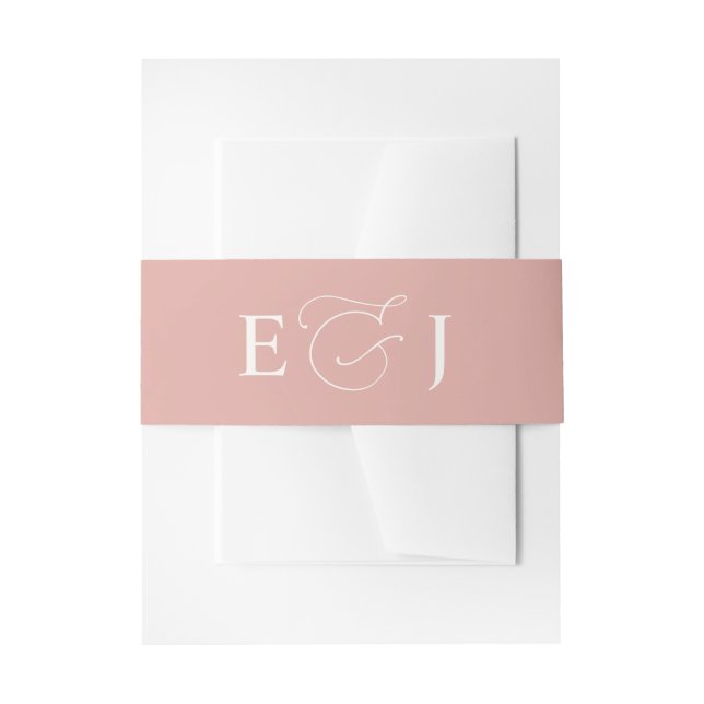 Simple Plain Solid Blush Pink Wedding Invitation Belly Band (Front Example)