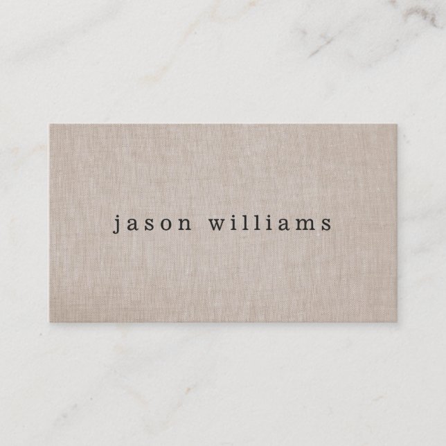 Simple Plain Tan Beige Linen Look Business Card (Front)