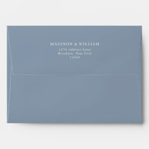 Simple Plain Text Dusty Blue Wedding Envelope