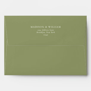 Simple Plain Text Moss Green Wedding Envelope