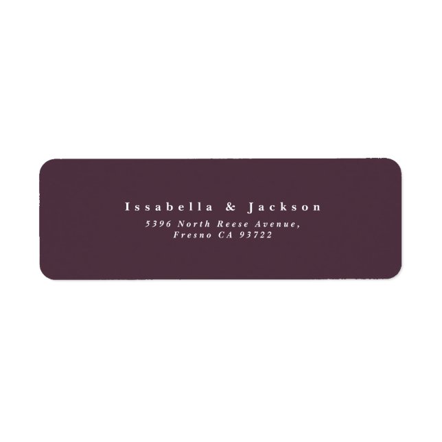 Simple Plain Text  Wedding Return Address Label (Front)