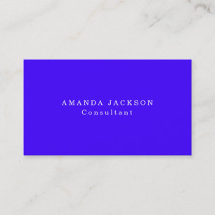 Simple Plain Ultramarine Blue Colour Professional Business Card