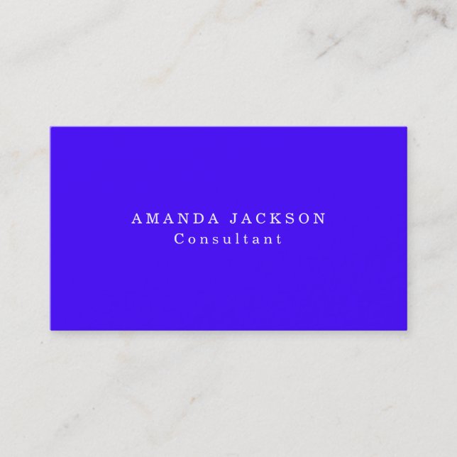 Simple Plain Ultramarine Blue Colour Professional Business Card (Front)