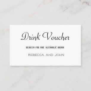 Simple Plain Wedding Drink Voucher Card