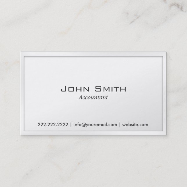 Simple Plain White Accountant Business Card (Front)