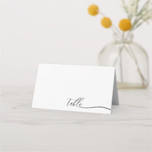 Simple Plain White Clean Script Table Place Card