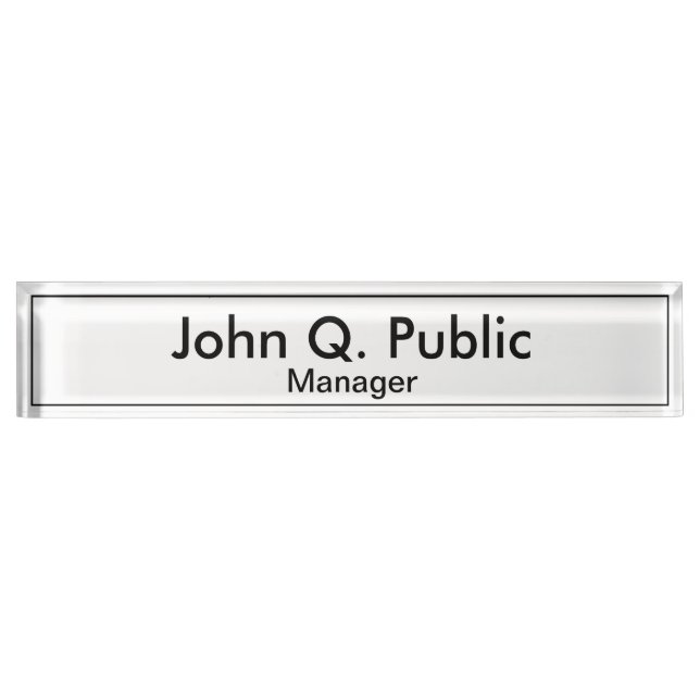 Simple Plain White Desk Nameplate (Front)