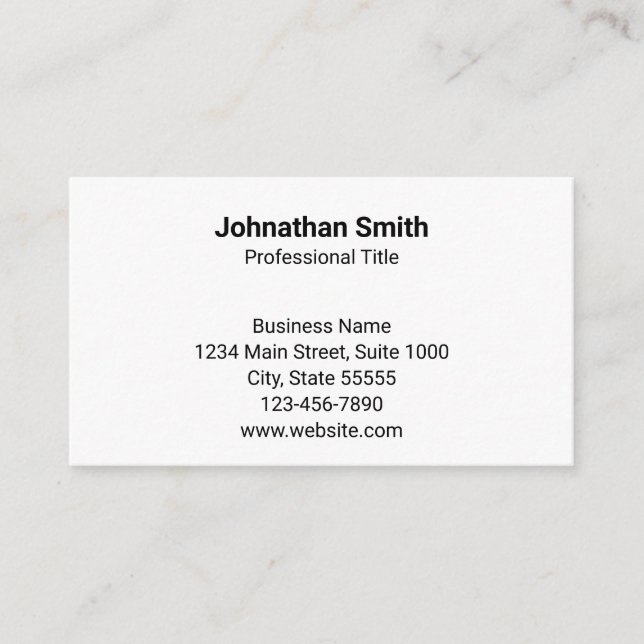Simple Plain White Generic Design Template Business Card (Front)