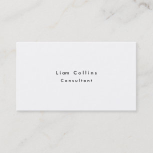 Simple Plain White Minimalist Professional Modern Business Card