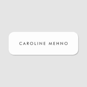 Simple Plain White Name Tag
