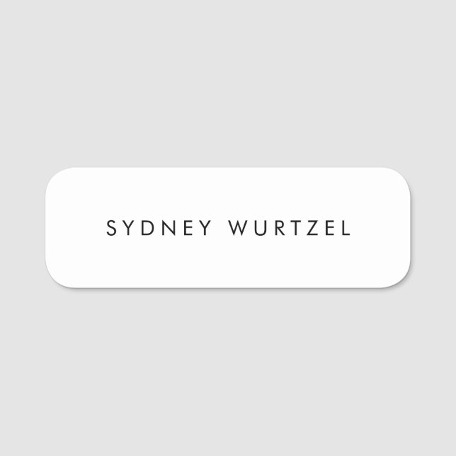 Simple Plain White  Name Tag (Front)