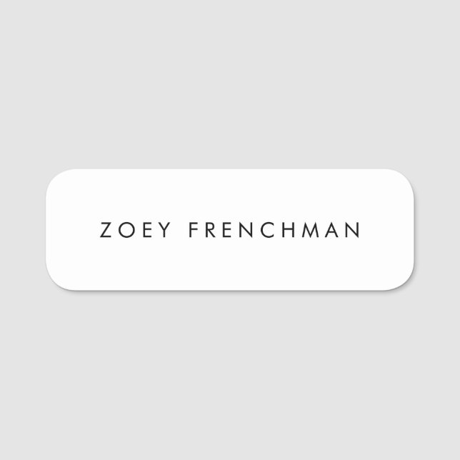 Simple Plain White  Name Tag (Front)