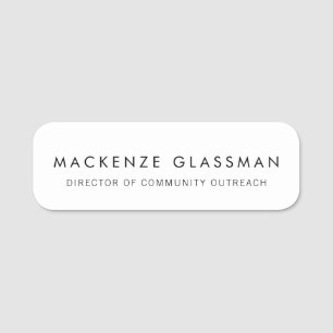 Simple Plain White Name Tag