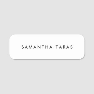 Simple Plain White Name Tag