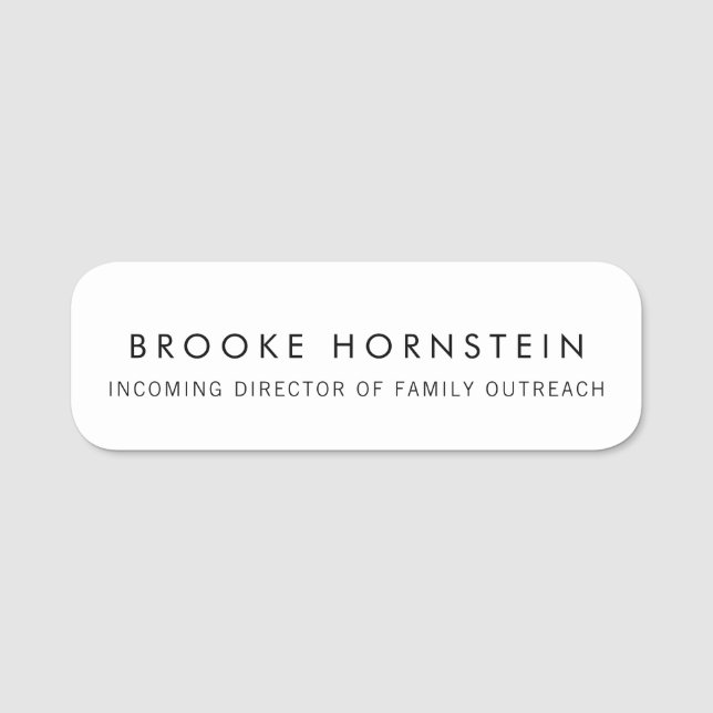 Simple Plain White  Name Tag (Front)