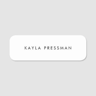 Simple Plain White  Name Tag