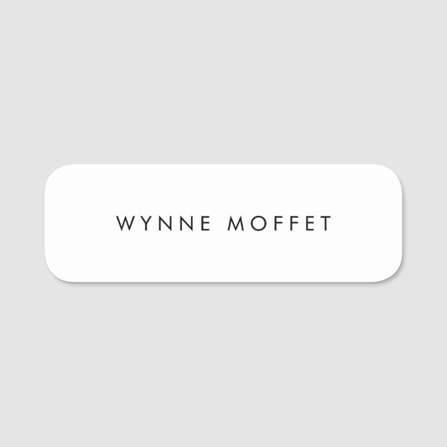 Simple Plain White  Name Tag (Front)
