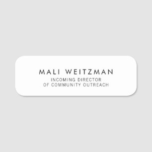 Simple Plain White Name Tag