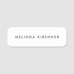 Simple Plain White  Name Tag