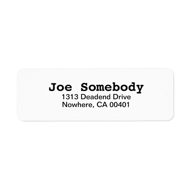 Simple Plain White Return Address Label (Front)