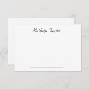 Simple Plain White Script Personalised  Card