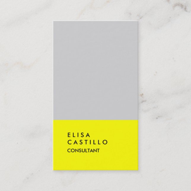 Simple Plain Yellow Grey Trendy Consultant Business Card (Front)