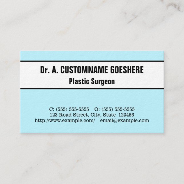 Simple Plastic Surgeon Business Card (Front)
