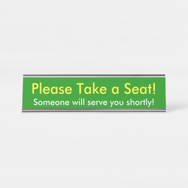 Simple "Please Take a Seat!" Desk Name Plate (Front)