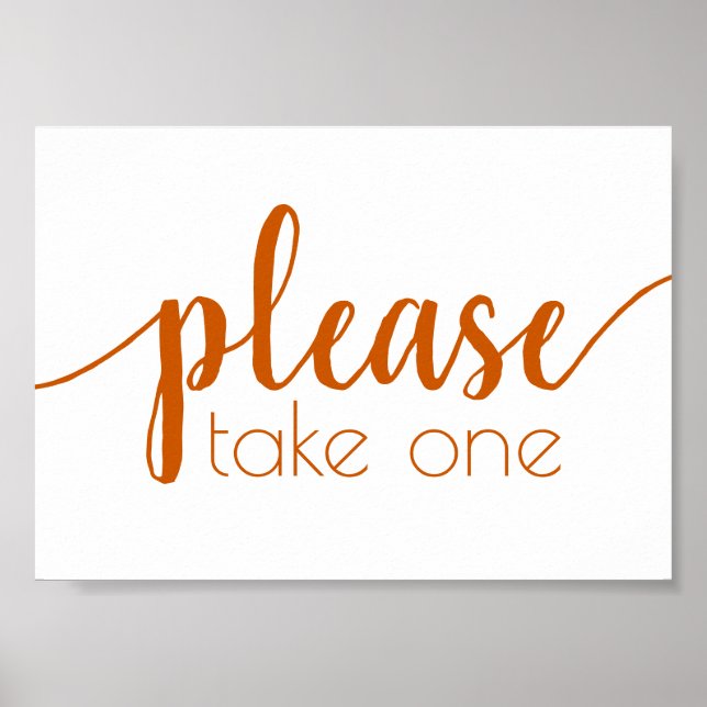 Simple Please Take One | Fall Orange Any Event Poster (Front)