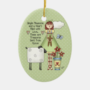Simple Pleasure Farmhouse Annie Doll Oval Ornament