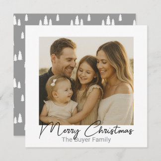 Simple Pleasures One Photo Gray Christmas Card