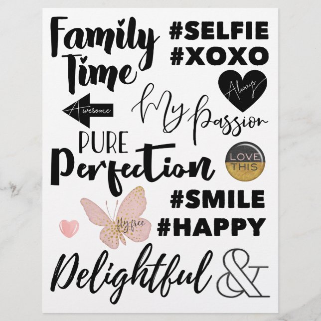 "Simple Pleasures" Word Art Set 01 (Front)