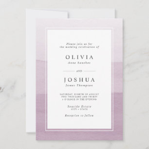 Simple Plum Watercolor Ombre Wedding Invitation