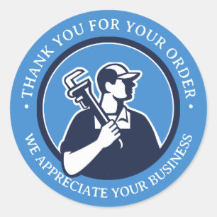 Simple Plumber / Electrician (Generic) Logo Classic Round Sticker