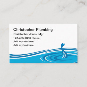 Simple Plumber New Business Cards Water Leak