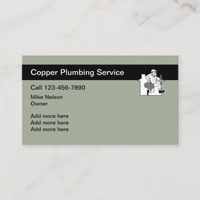 Simple Plumber Theme Business Card (Front)