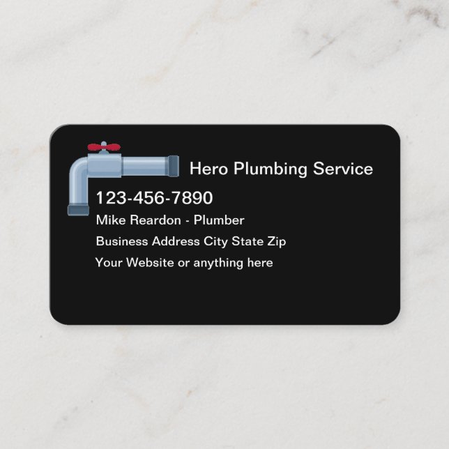 Simple Plumbing Service Plummer Business Card (Front)