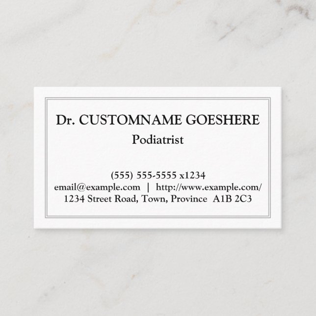 Simple Podiatrist Business Card (Front)